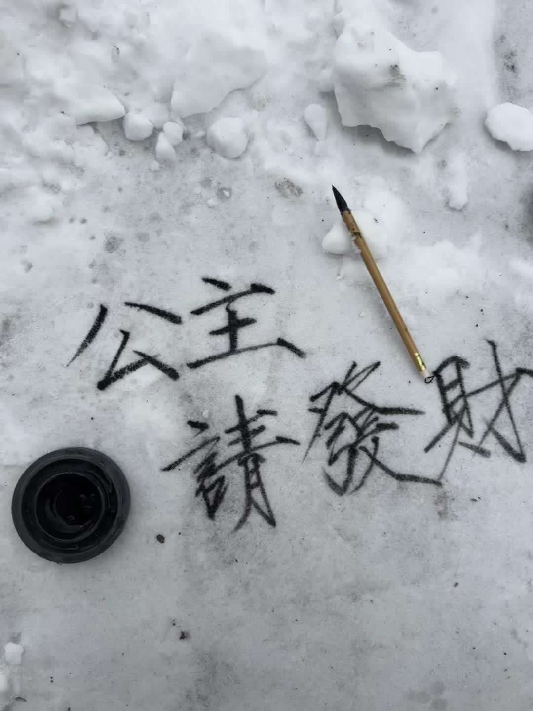 公主请发财雪地写字