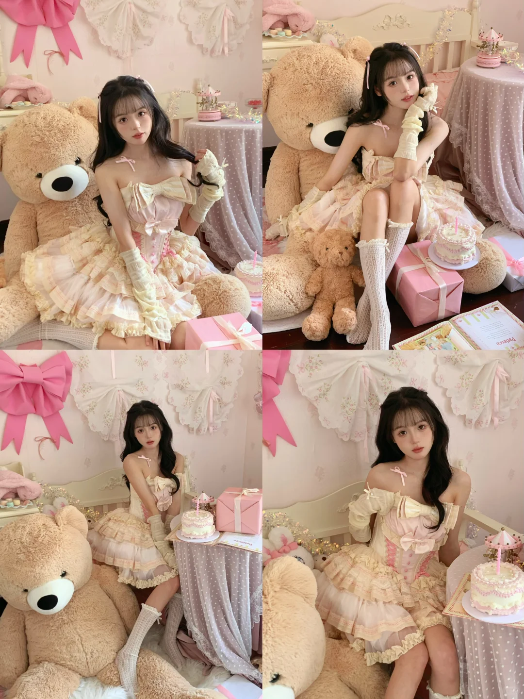 小熊派对｜日系甜妹可爱公主风生日拍照姿势