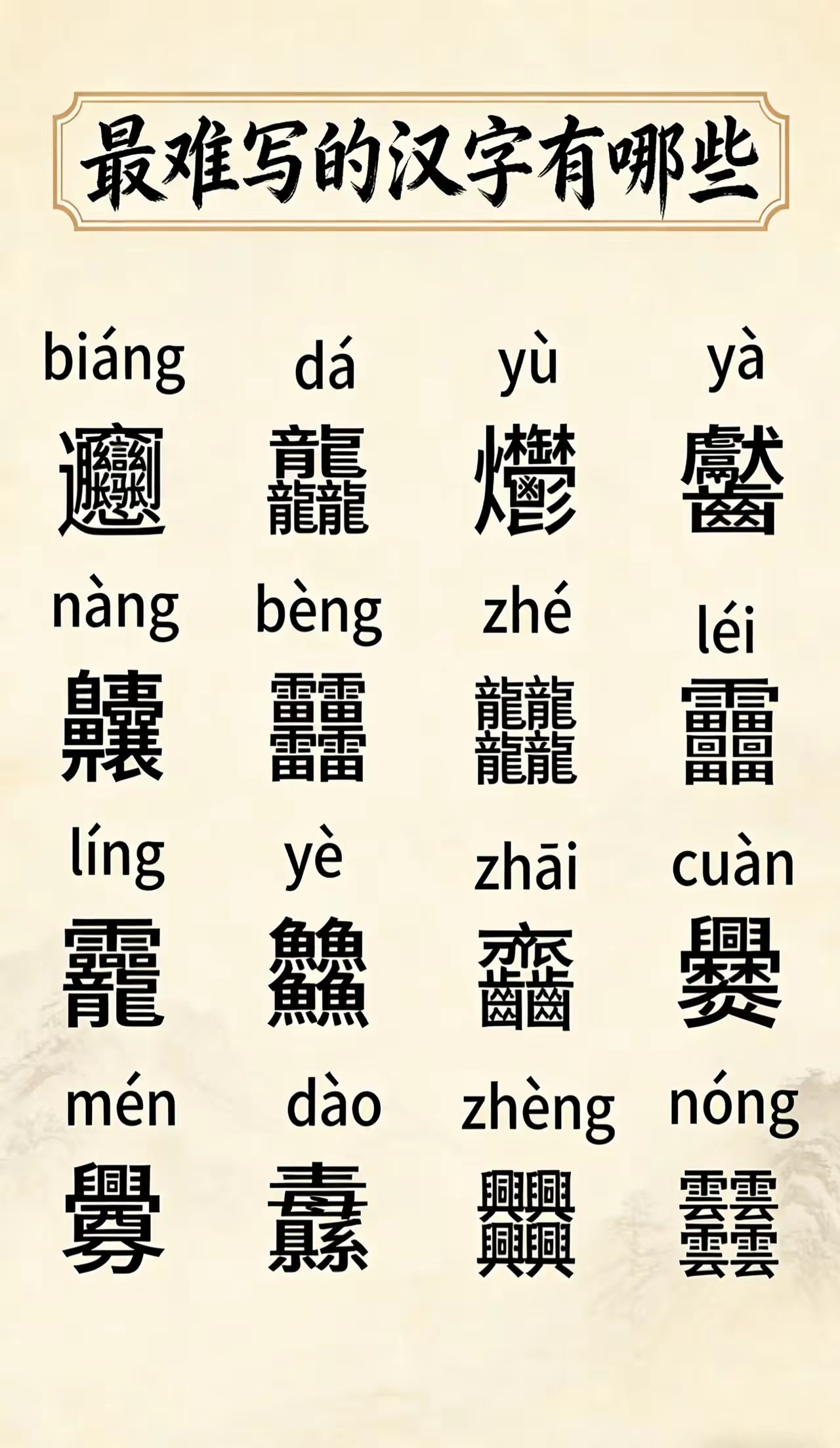 最难写的汉字，你认识三个算你厉害！ 