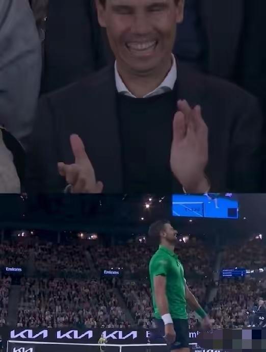 说句实在话，
如果我是德约科维奇的话，在关键球丢分后对着看台上的纳达尔喊话的时候