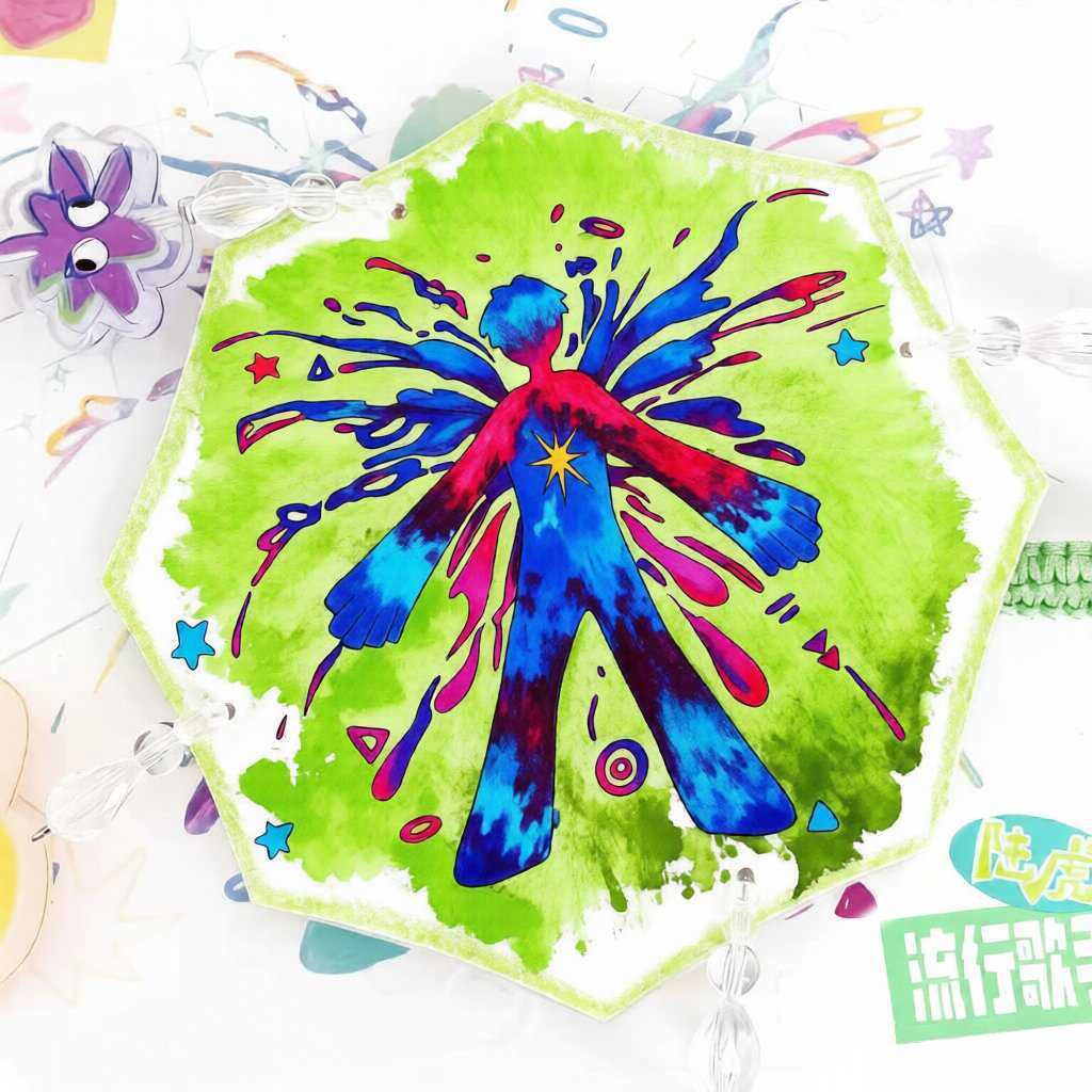 给风铃DIY中，[飞吻R][飞吻R] 每一笔都是爱～太解压了 陆虎流行歌手实体专