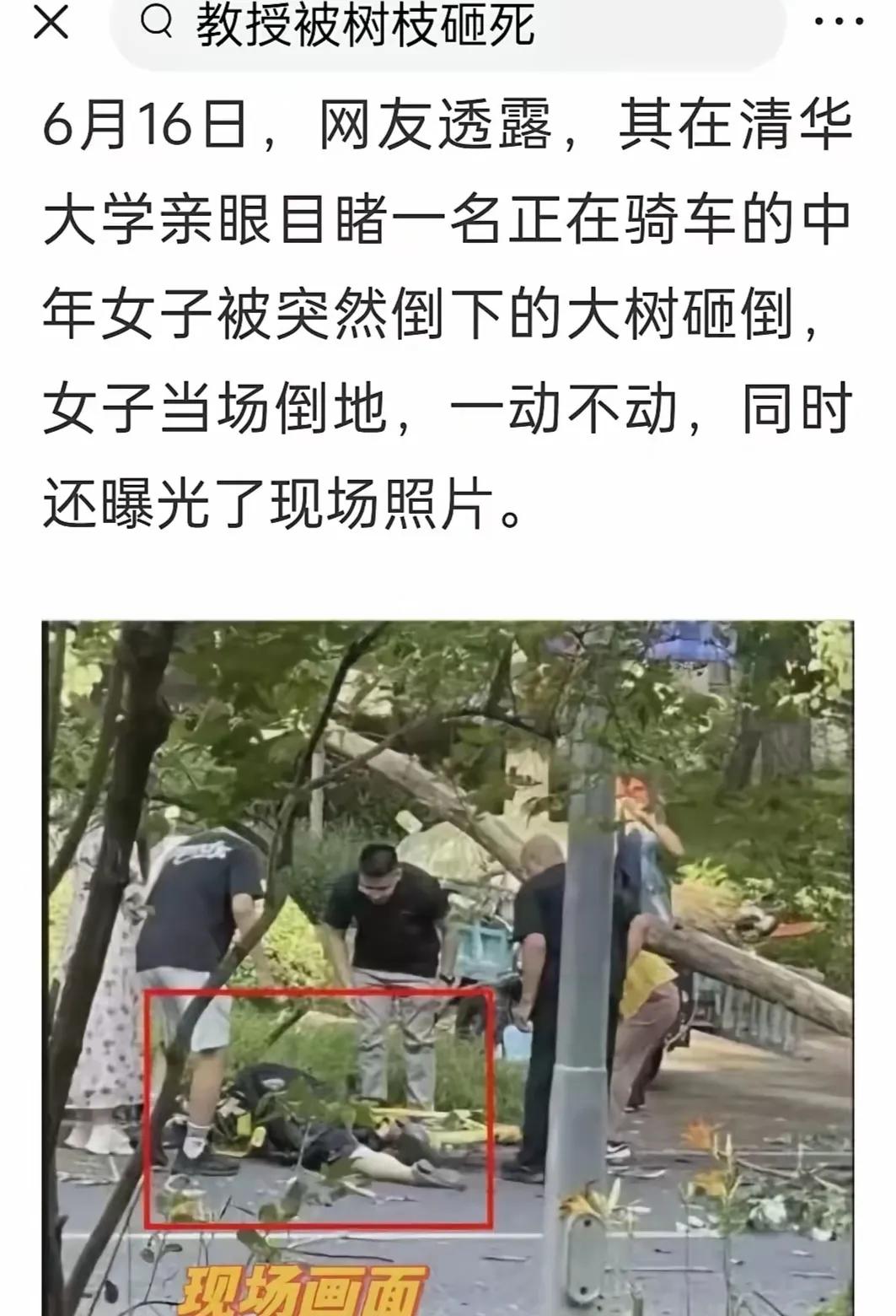 说真的，这种真是太倒霉了。
为了去清华看望自己的女儿，老太太骑着自行车行驶在清华