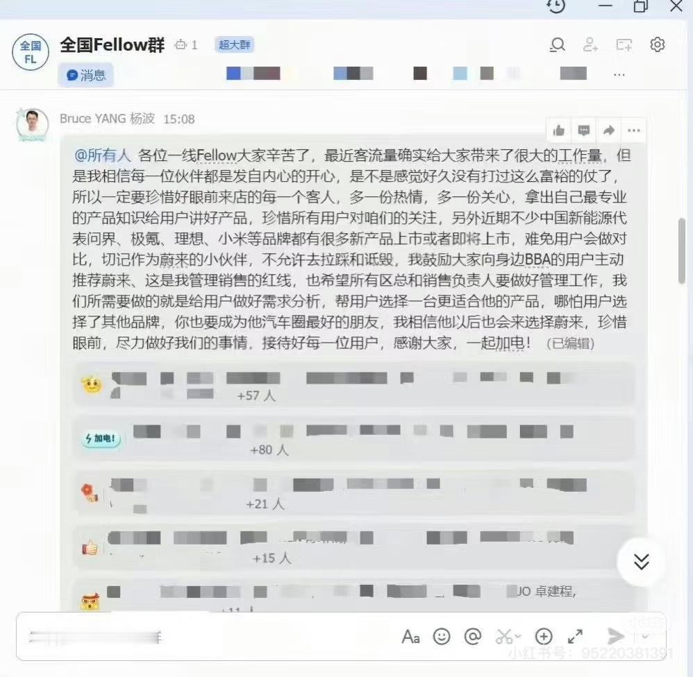 蔚来广州总经理杨波是个狠角色。有狼心志气，又知礼仪，据华南车友评价，杨波本人就是