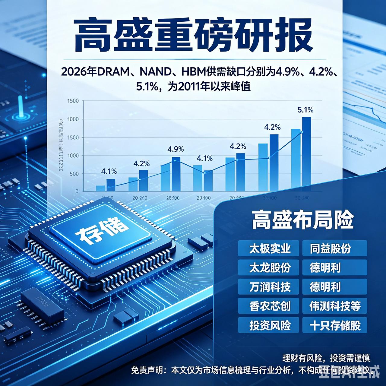 深度观察！供需缺口最高5.1%，为2011年以来峰值；高盛悄然布局10只存储股暗