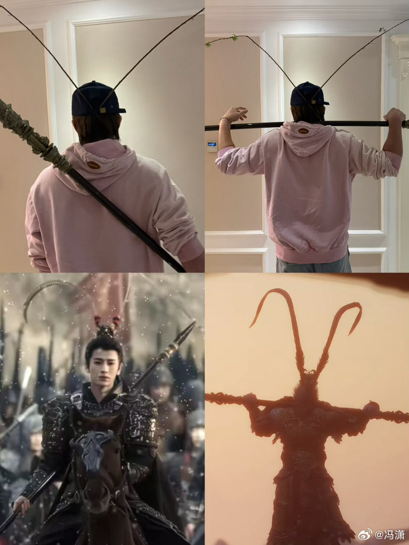 韭妹非让我脑袋插两根树杈子拍这照片，拍完了武安侯像不像我没看出来，图2我是觉得一