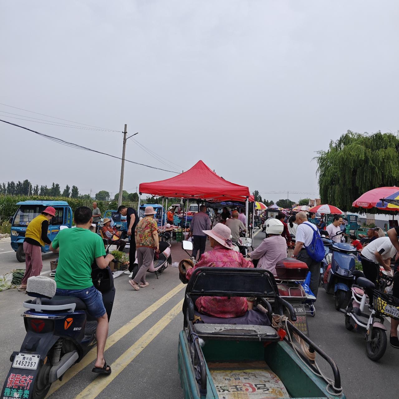 这个集市上卖东西的主要是以本地的村民为主，‌他们卖的大都是时令的瓜果菜蔬。
这里