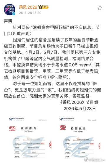 浪姐否认宿舍甲醛超标浪姐辟谣甲醛超标 从场地介绍到专业检测报告一一公示，足以打破