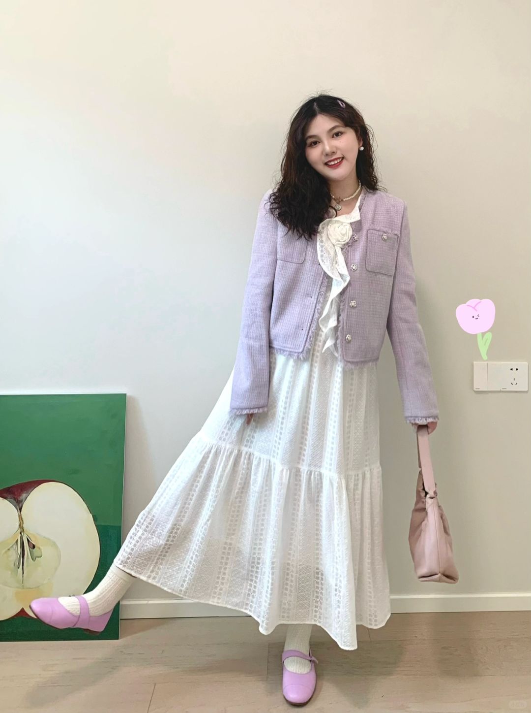🪻｜温柔的芋泥系外套和美丽的蕾丝连衣裙～