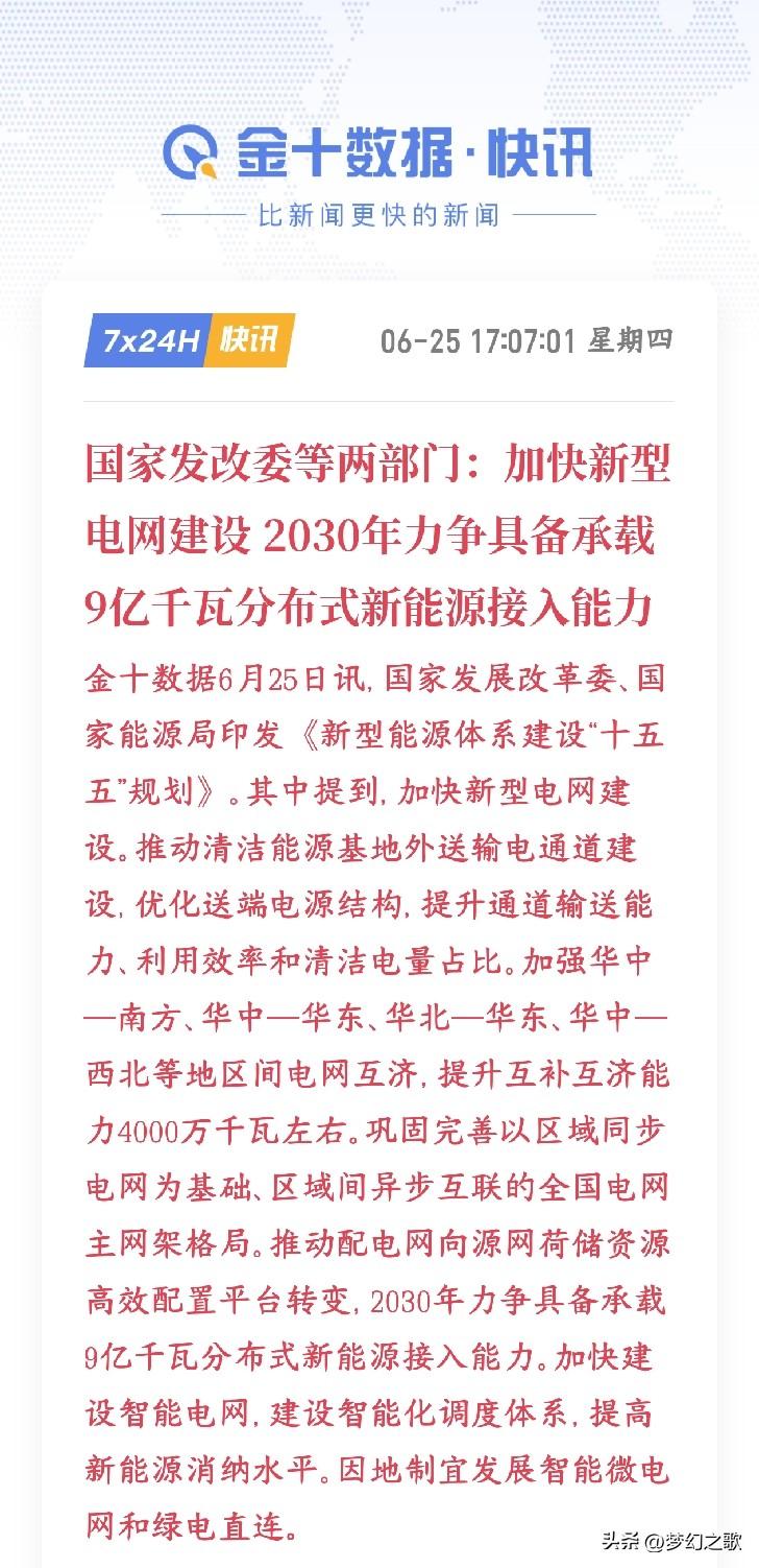 A股电力，特高压板块迎来重磅利好消息，明天基本上是稳了
本次定下2030年承载9
