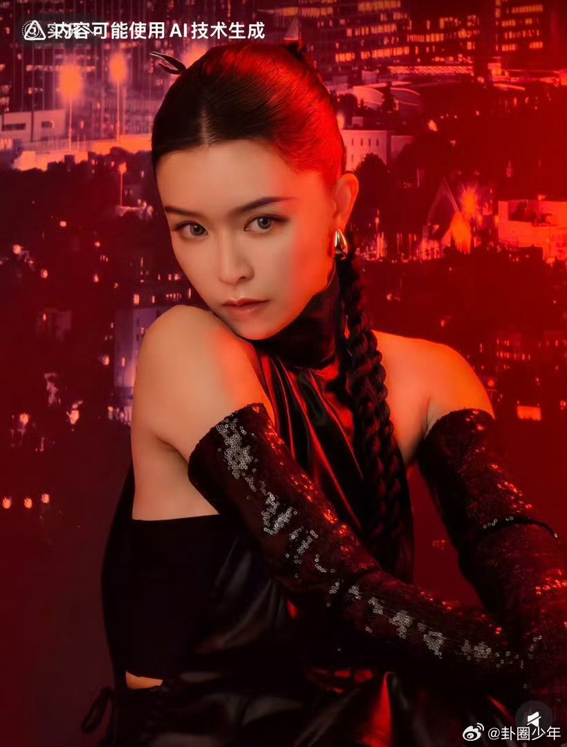 文咏珊被识别成AI了文咏珊美到AI无法识别文咏珊黑色挂脖皮衣搭配大光明编发，未来