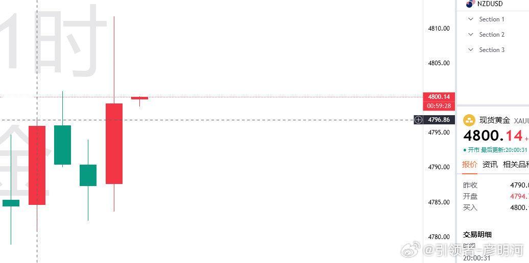 做了一天的高空，现在站上了会4800，我们顺手多一次看延续，力度大不大就看美盘给