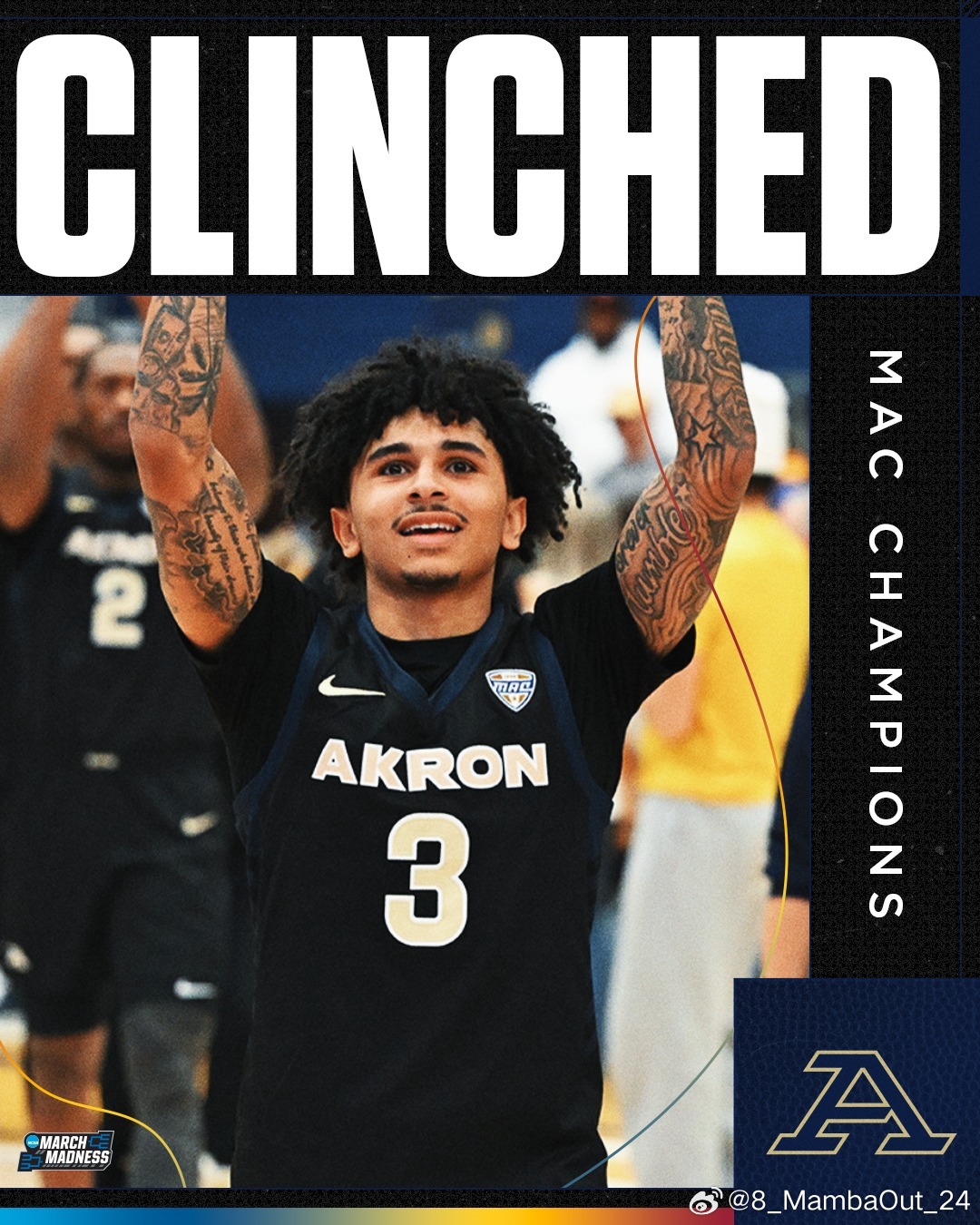 阿克伦大学(Akron University)连续第三年捧起MAC锦标赛奖杯，锁