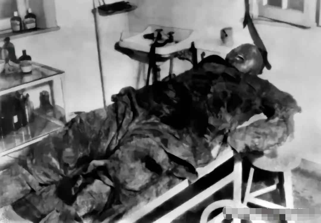 1949年，上海，被反动派残杀后的李白烈士遗体，此时的李白早已被折磨得不成样子了