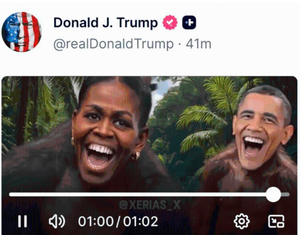 特朗普真是“胆大妄为”，在其社交平台Truth Social发了一段人工智能合成