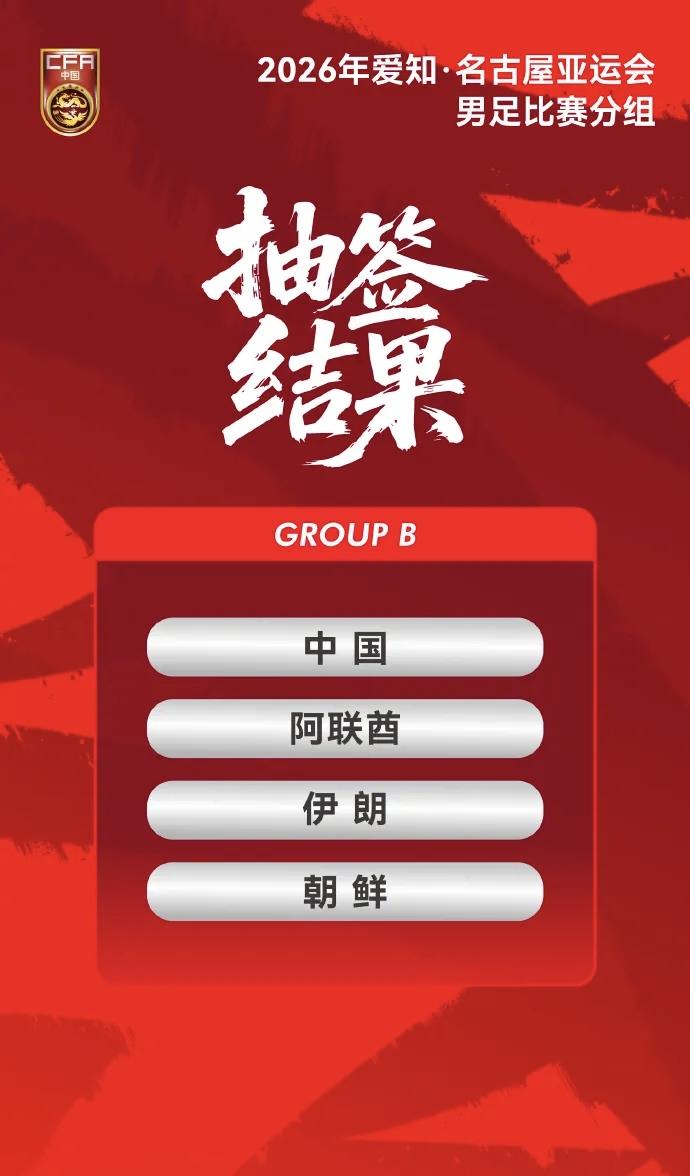 四年一度的亚运会马上就要来临，2026年爱知·名古屋亚运会男、女足赛事分组抽签结
