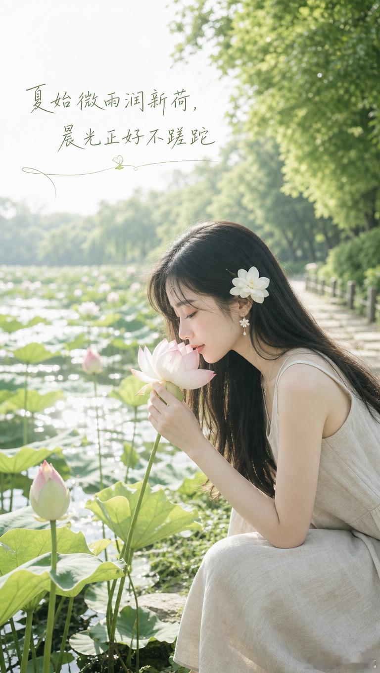 7月1日周三 丙午年五月十七你好早安夏始微雨润新荷，晨光正好不蹉跎早安心语企袖K