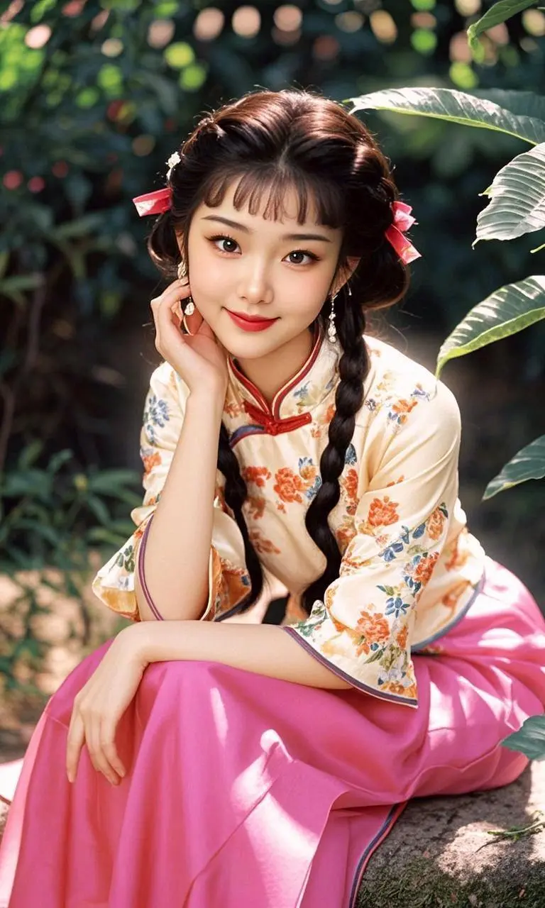 AI粉裙温婉女神