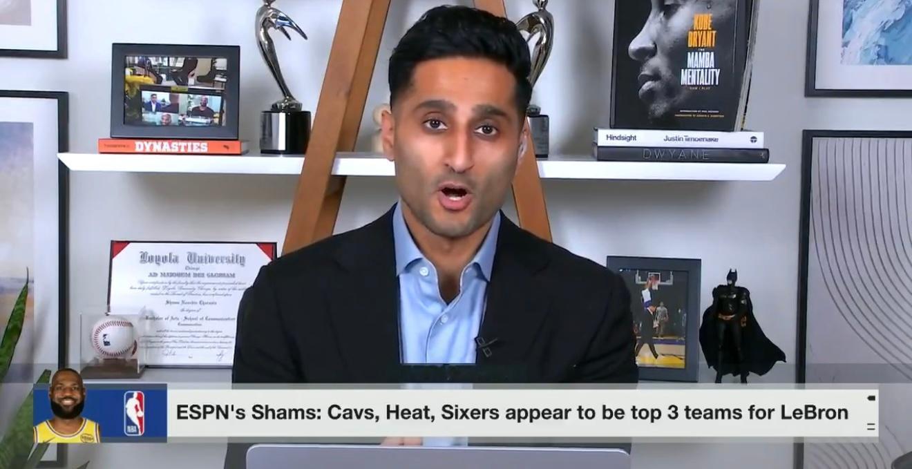 Shams：詹姆斯三大热门下家是——骑士、热火、76人。 