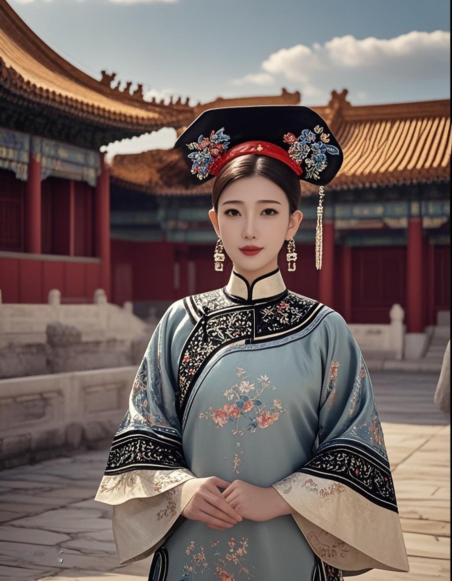 AI写真辑一入紫禁城，恍若隔世尘；清服着我身，共享此良辰。