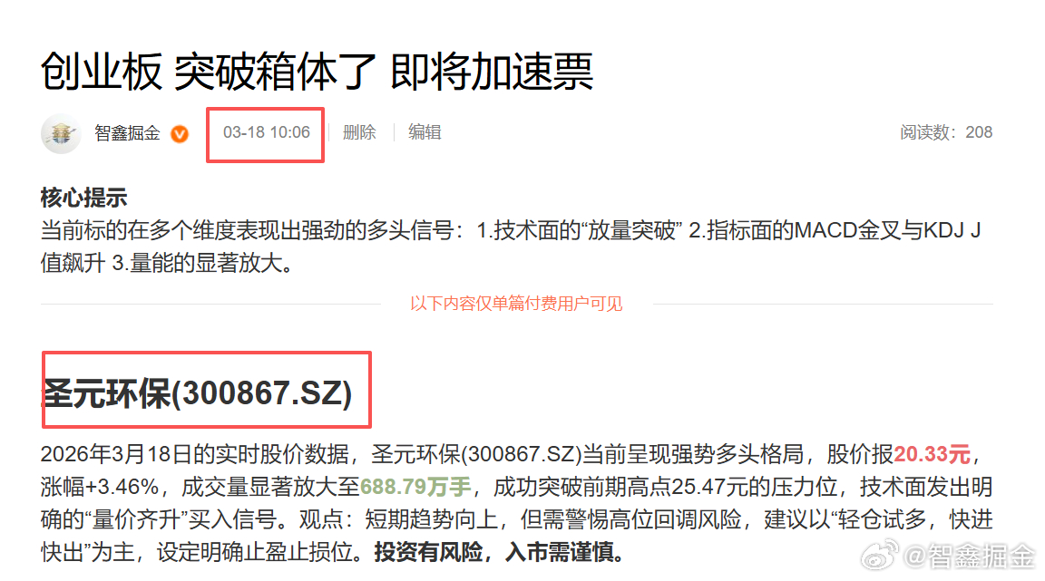 昨天给到同学们的 $圣元环保 sz300867$ 加速上冲 