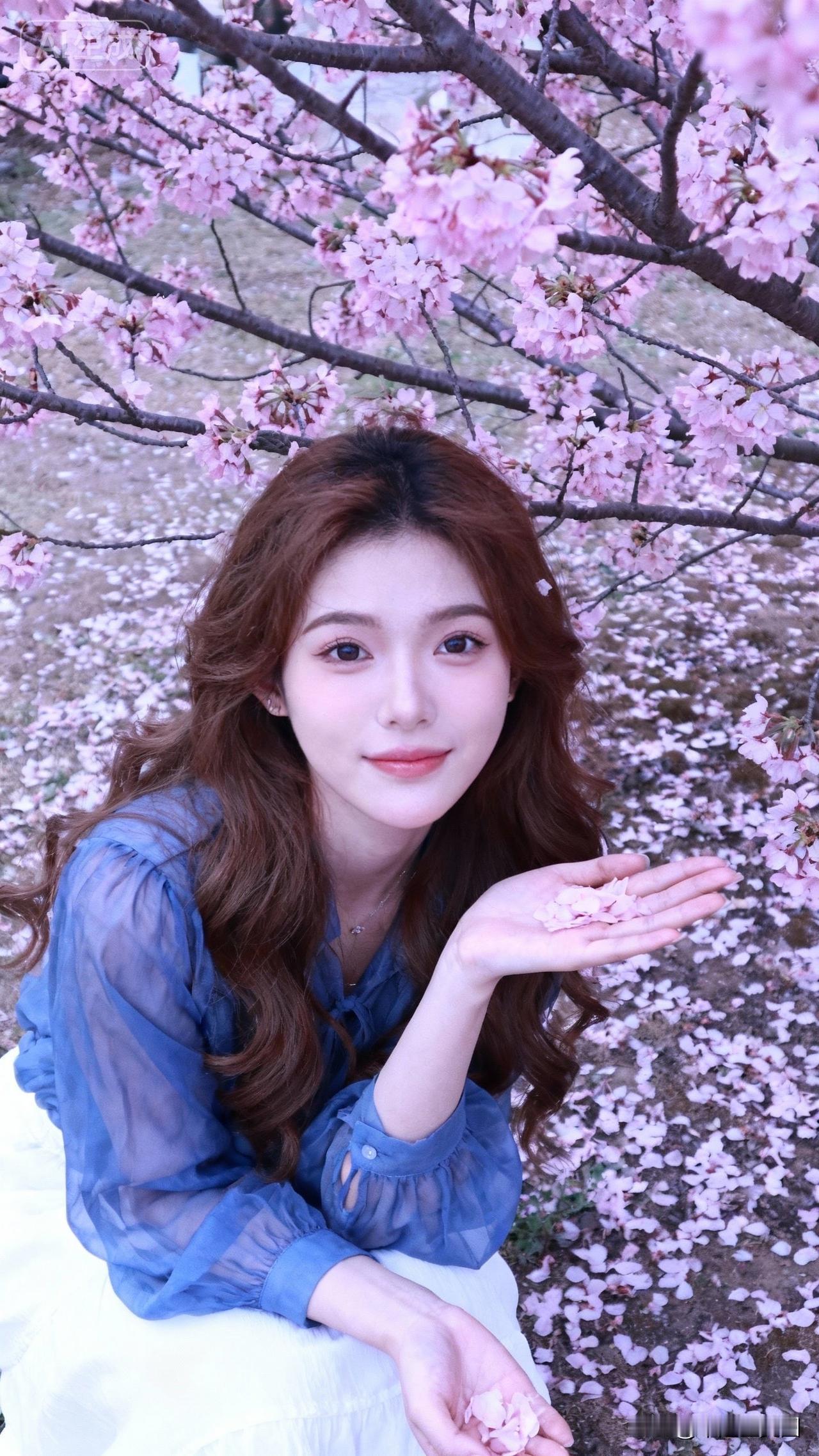 樱花树下，少女轻笑，春意盎然。🌸🌸🌸