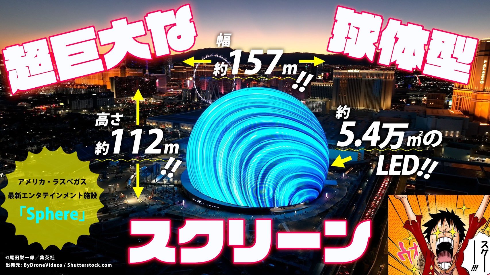 2024年6月10日至6月16日，草帽海贼团将占领全球最大的屏幕(拉斯维加斯)，