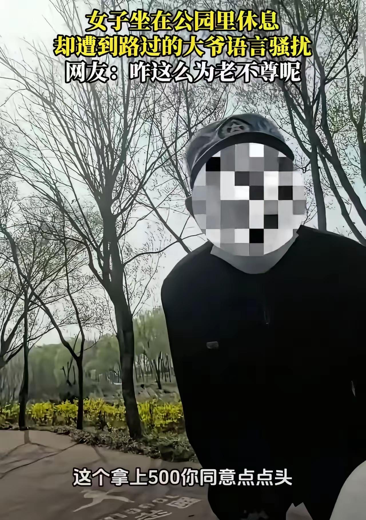 “男人只有挂在墙上才老实！”70 岁大爷公园公然出价 500 元求“耍耍”，被拒