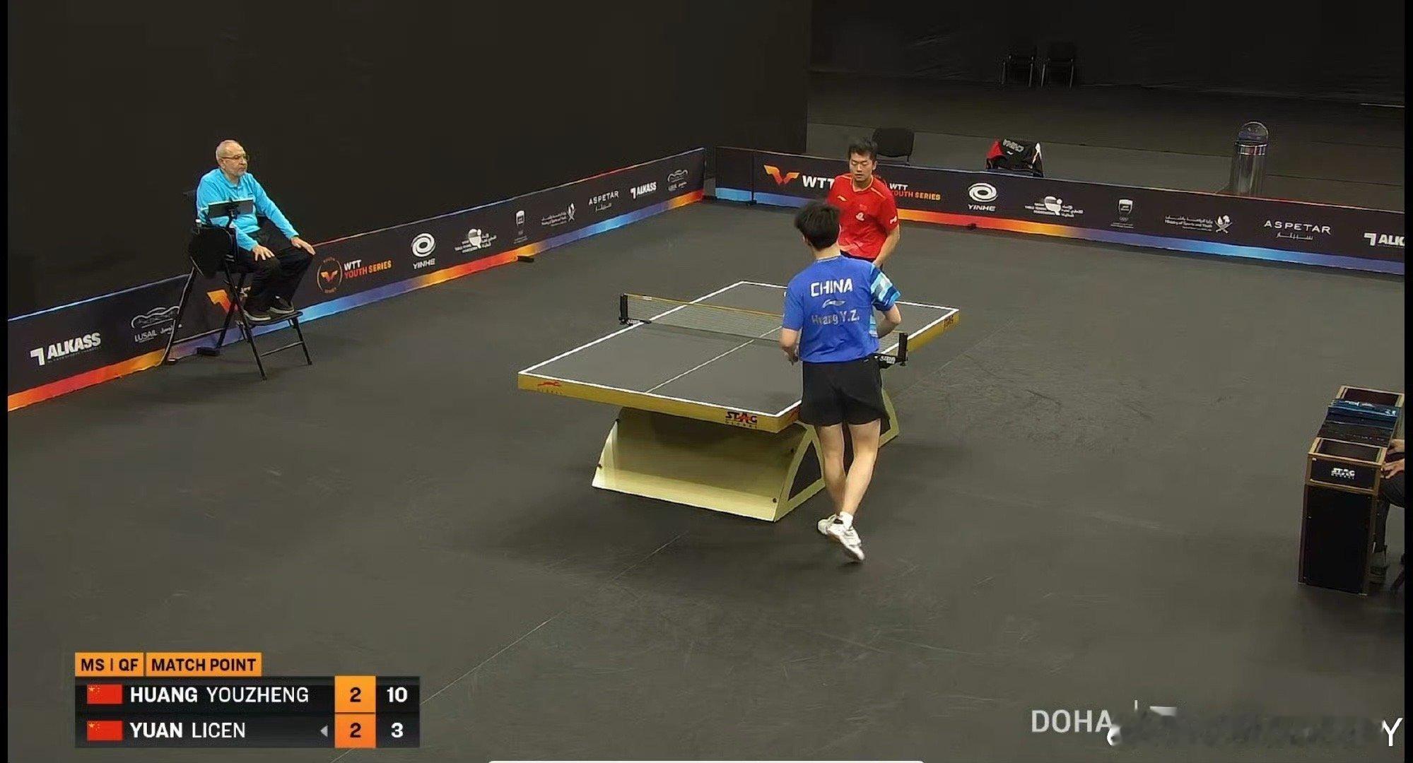 2026wtt多哈支线赛男子单打8-4袁励岑2-3黄友政（12-10 11-7 