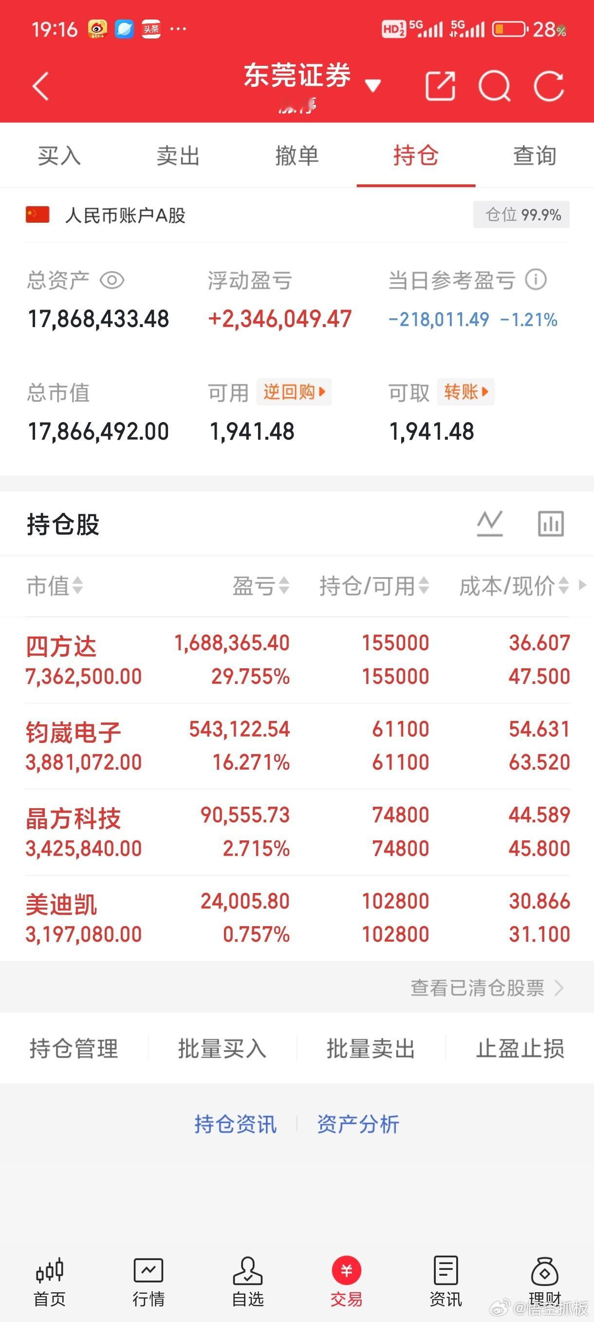 明天开盘了：估计很多人担心明天会不会大跌，废话不啰嗦，就三句话：第一句：明天打响