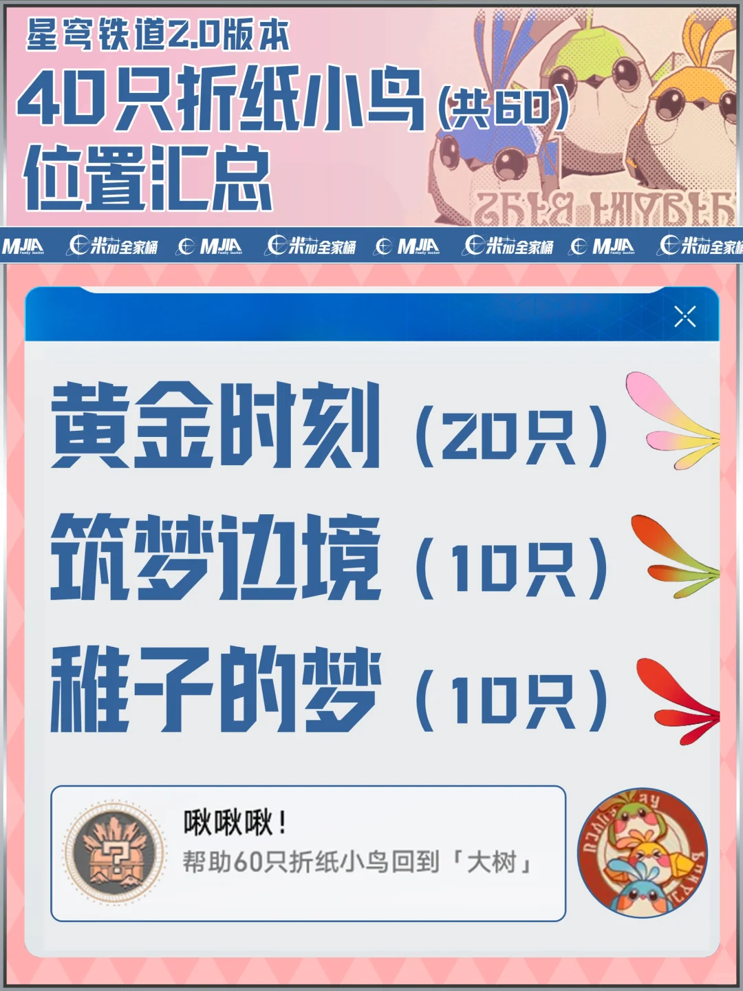 星铁2.0｜40只折纸小鸟位置收集攻略