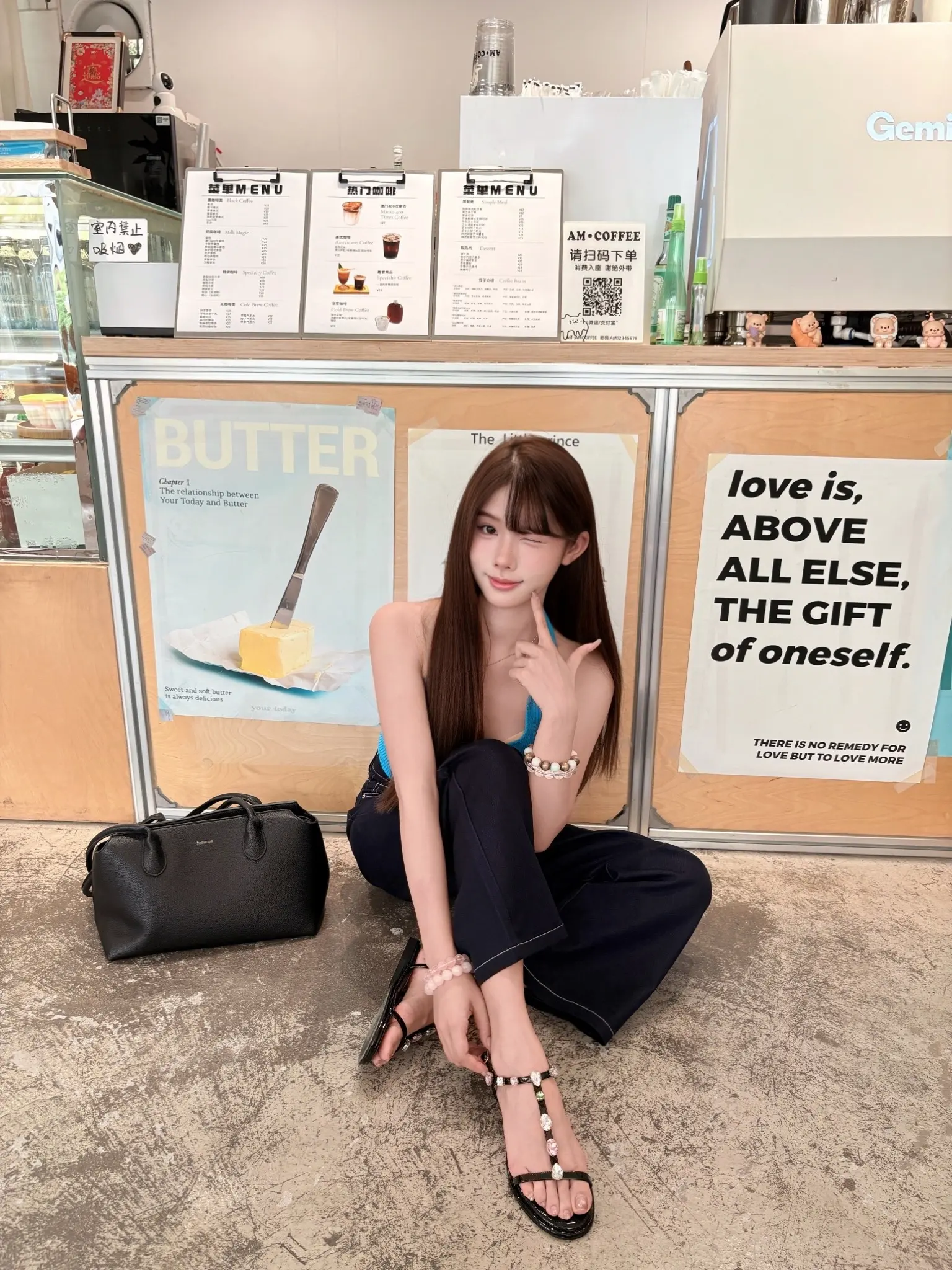💙。甜辣休闲的一套 克莱因蓝韩韩嘟