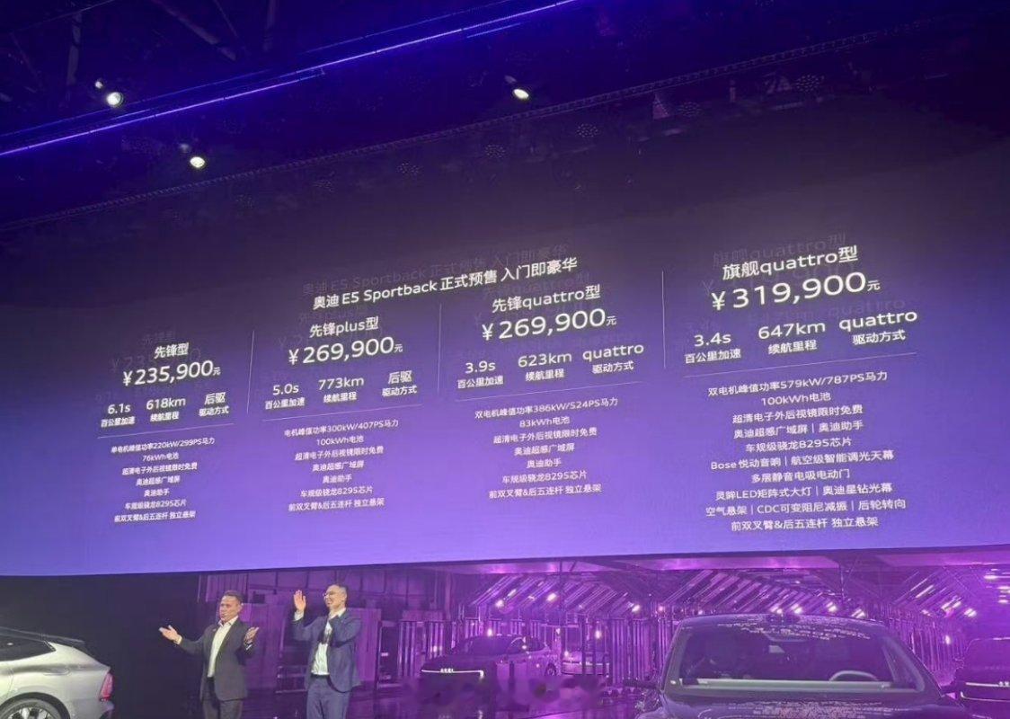 奥迪E5预售23.59万 奥迪E5Sportback预热已久的奥迪 E5 Spo