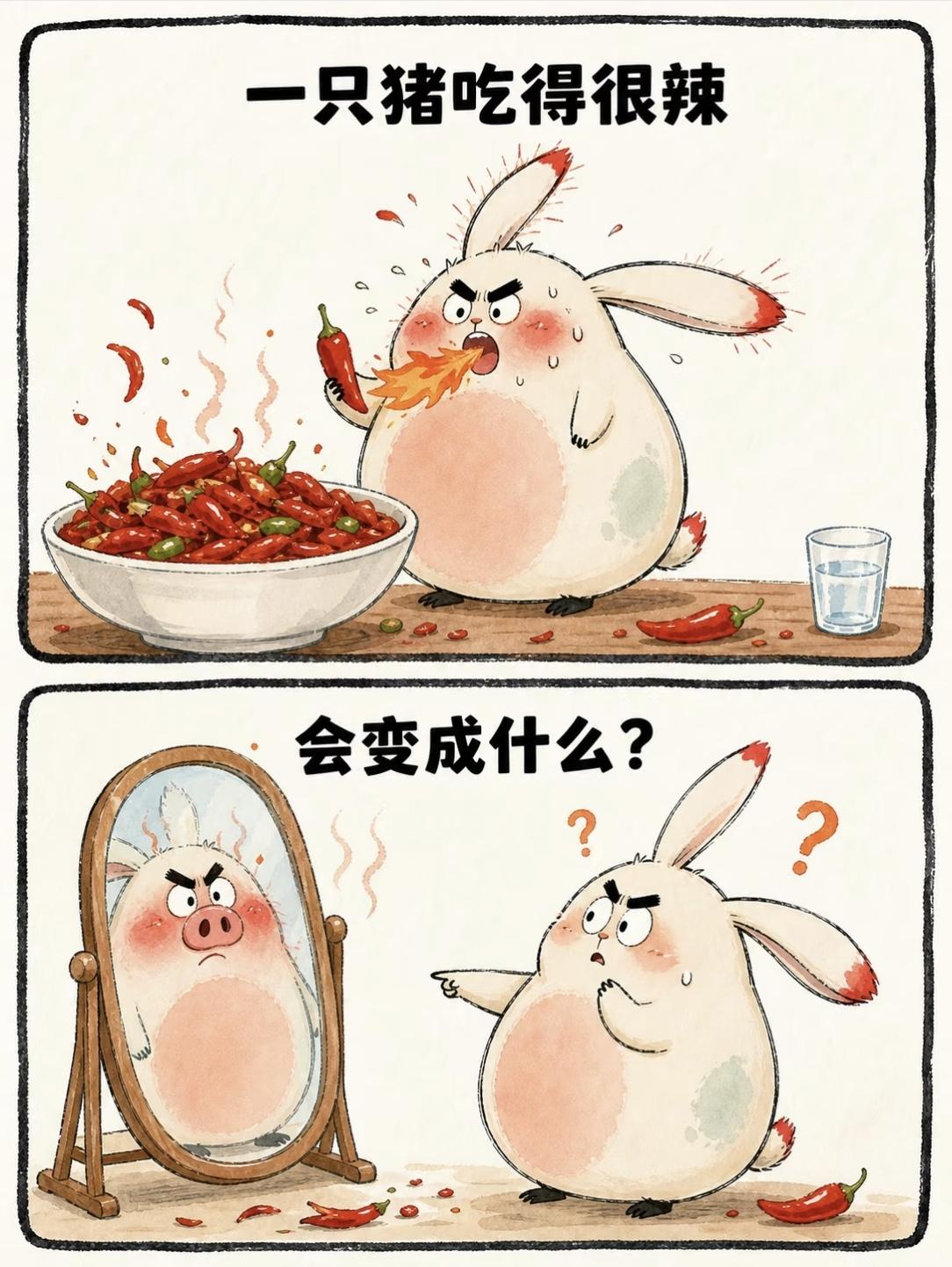 这太有梗了，笑得停不下来哈哈哈猪吃辣会变腊肉，花有母爱是牡丹花，毕竟"儿行干里牡
