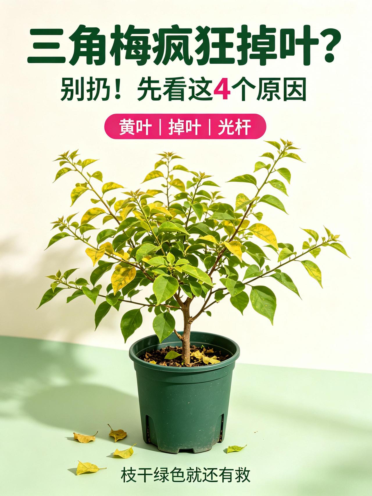 三角梅掉叶黄叶急救🍂别慌！不用扔！好多花友崩溃：
我的三角梅怎么突然疯狂黄叶、