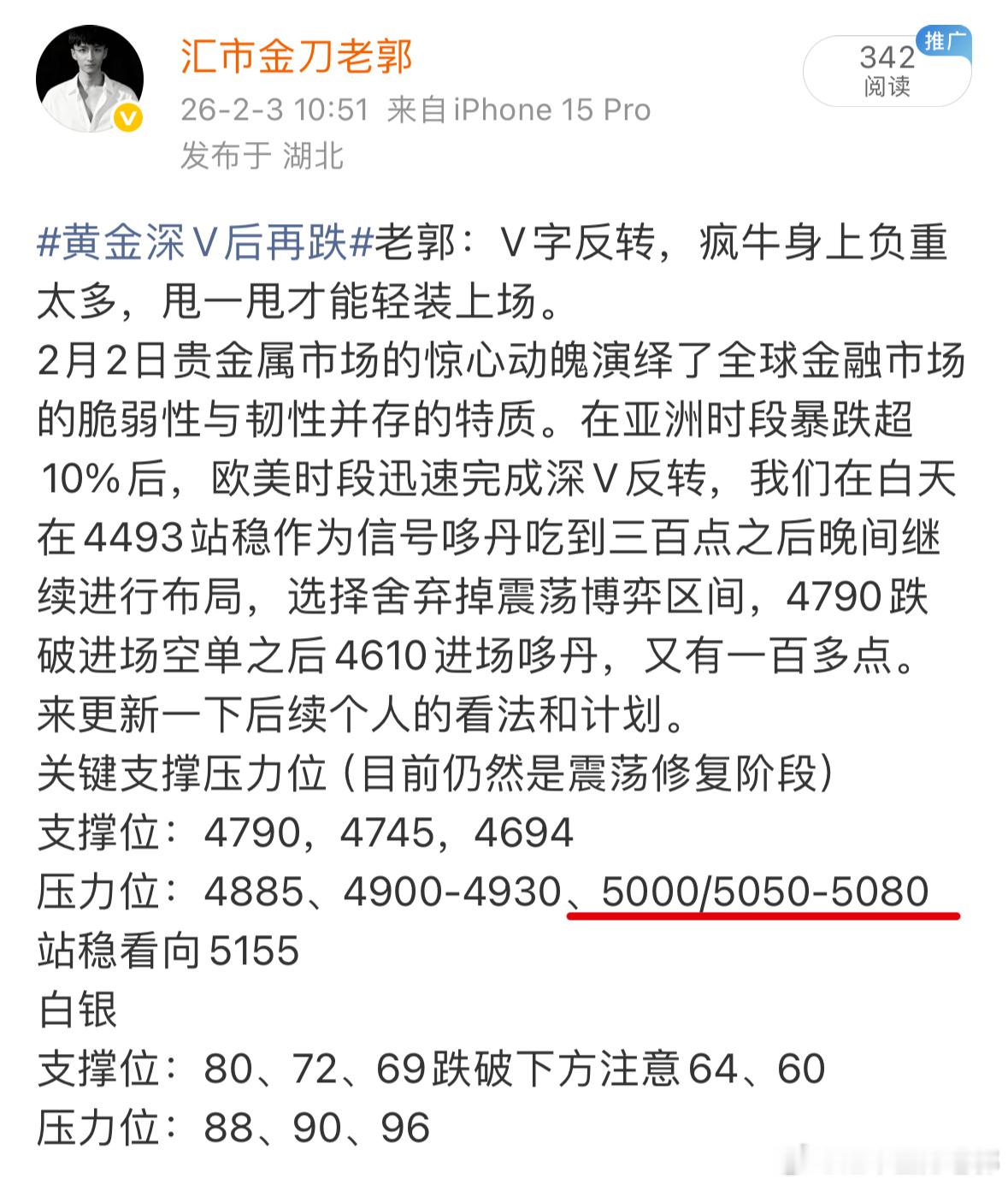 连跌3日的金银暴力反弹早上好各位，昨天晚上还是比较惊心动魄的，但是最终结局是好的