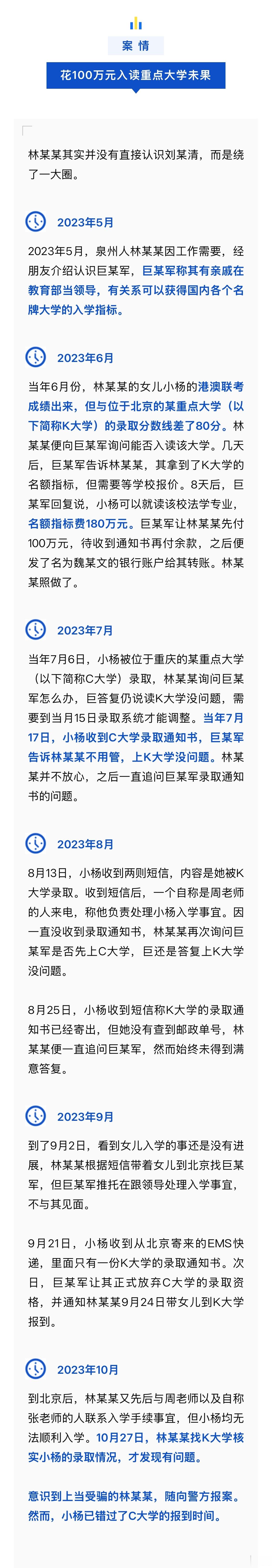 福建一父亲花百万让女儿读重点大学被骗 花百万元能入读名牌大学？在花去100万元后