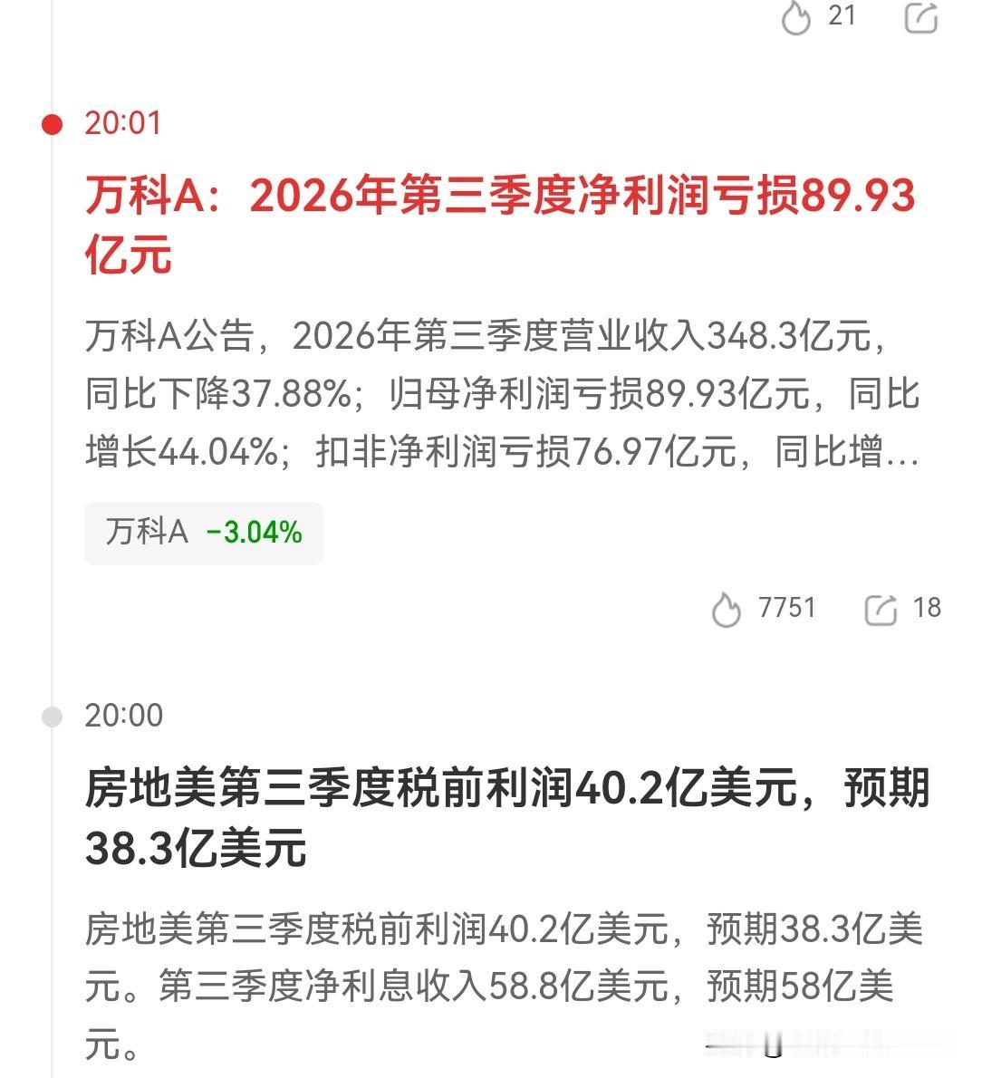 …对比一下，才知道房地美这么赚钱？第三季度税前利润40.2亿美元！而万科A第三季