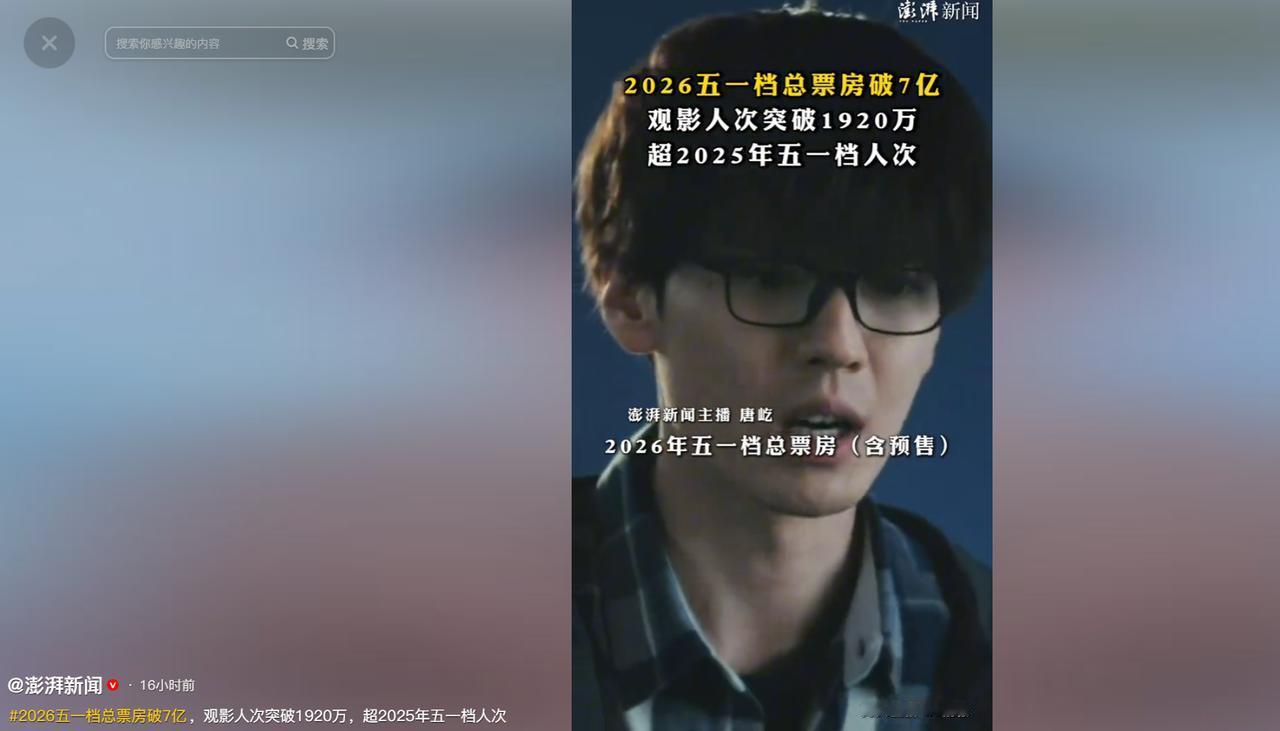 2026年五一观影热潮远超往年，院线票房成绩一路高歌猛涨，最新统计数据出炉就让整