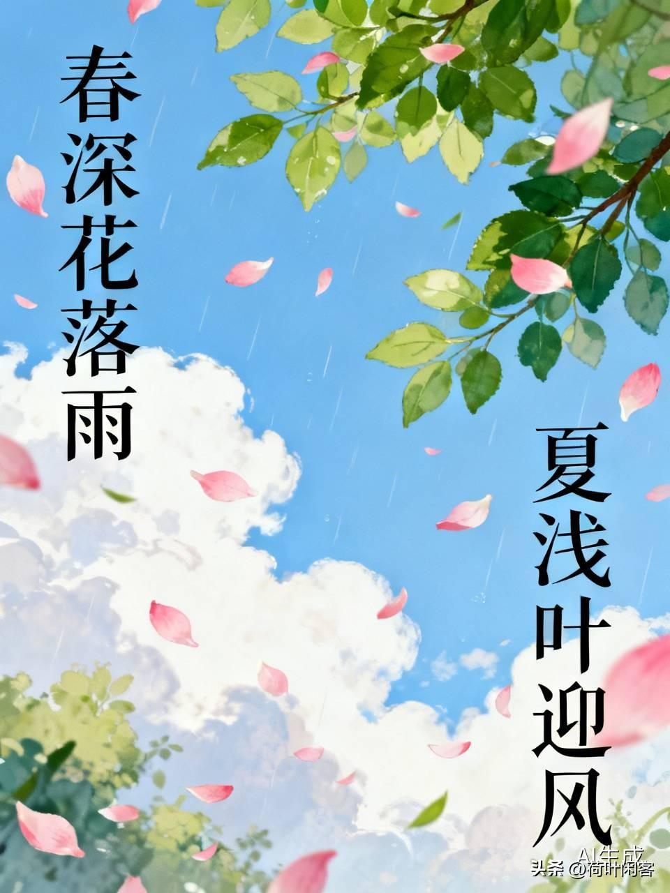 上联:春深花落雨;
下联:夏浅叶迎风。
友友来出下联 友友对出上联 友友请邀对上