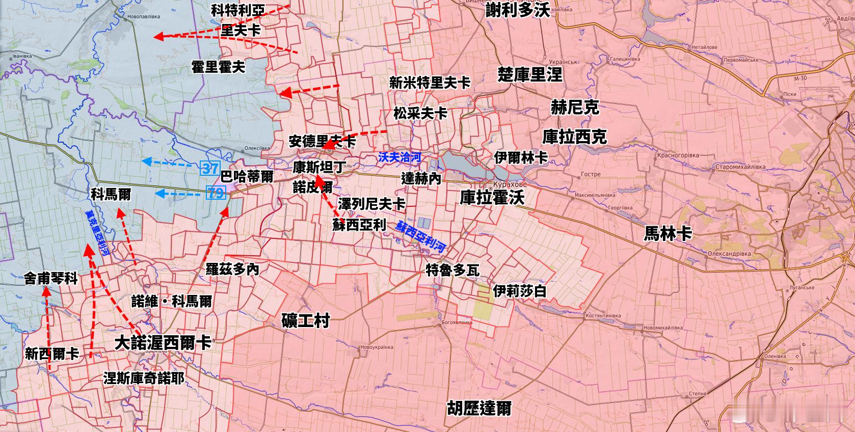 更新庫拉霍沃以西戰場態勢 烽火问鼎计划 俄羅斯武裝部隊今天完全控制巴哈蒂爾，烏克