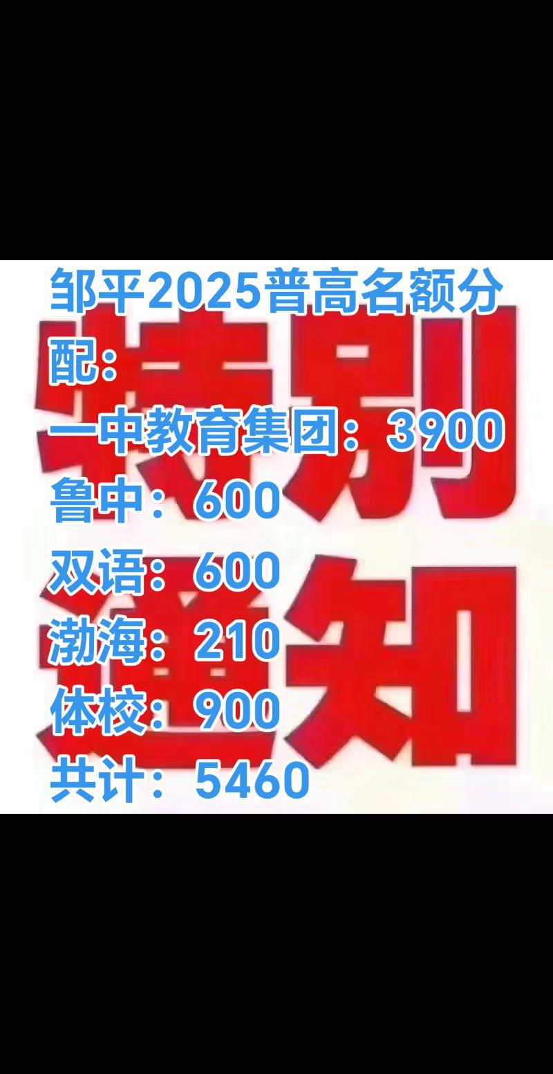 今年邹平普高生名额有所增加，包括双语，渤海，鲁中都在内的话仍有百分之四...