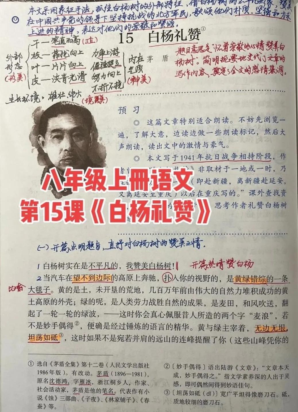 我最难忘的语文课文是中学语文课文里现代作家茅盾的散文《白杨礼赞》。
      