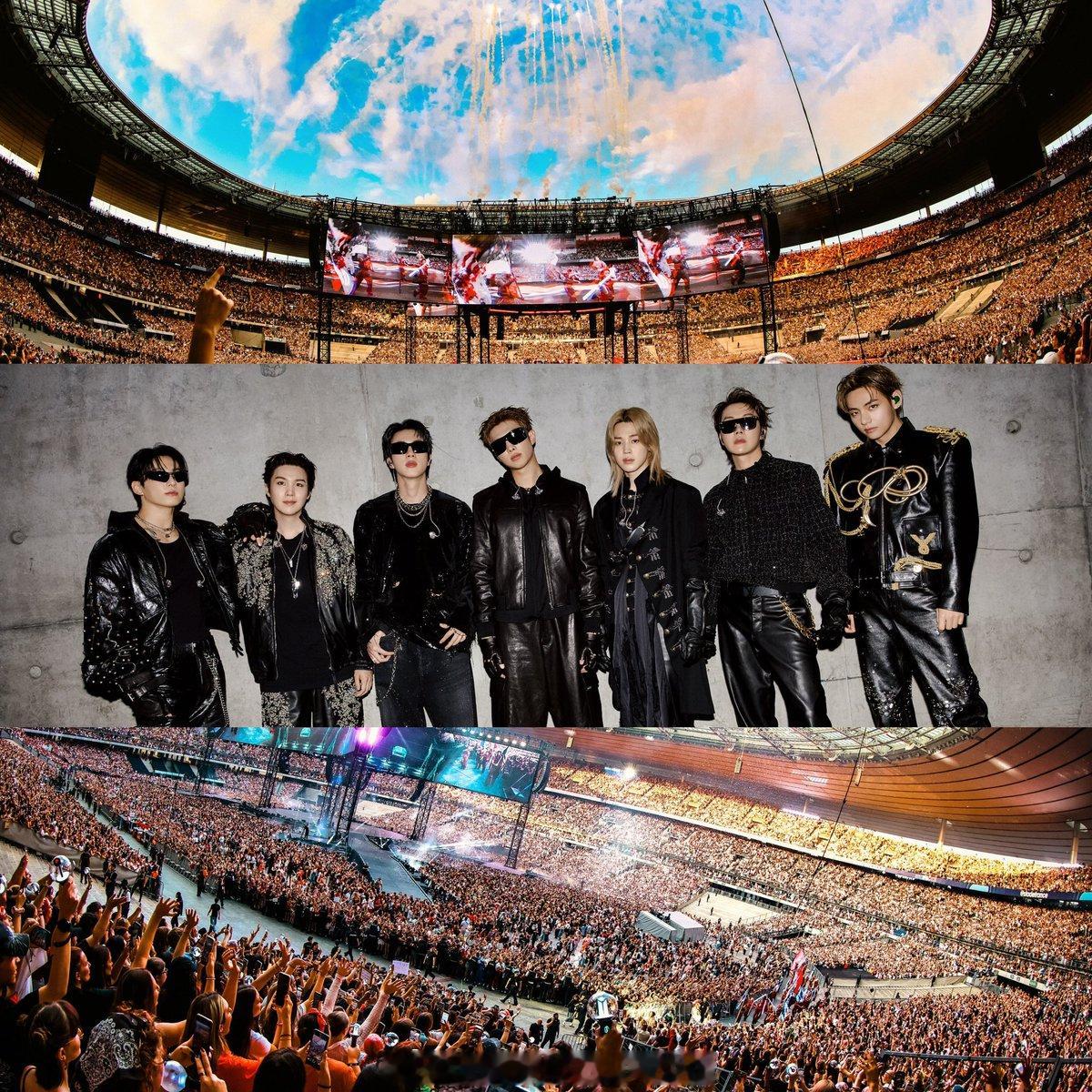 防弹少年团 【BTS法国演唱会动员9.2万人，刷新出道以来最高单场动员纪录】据韩