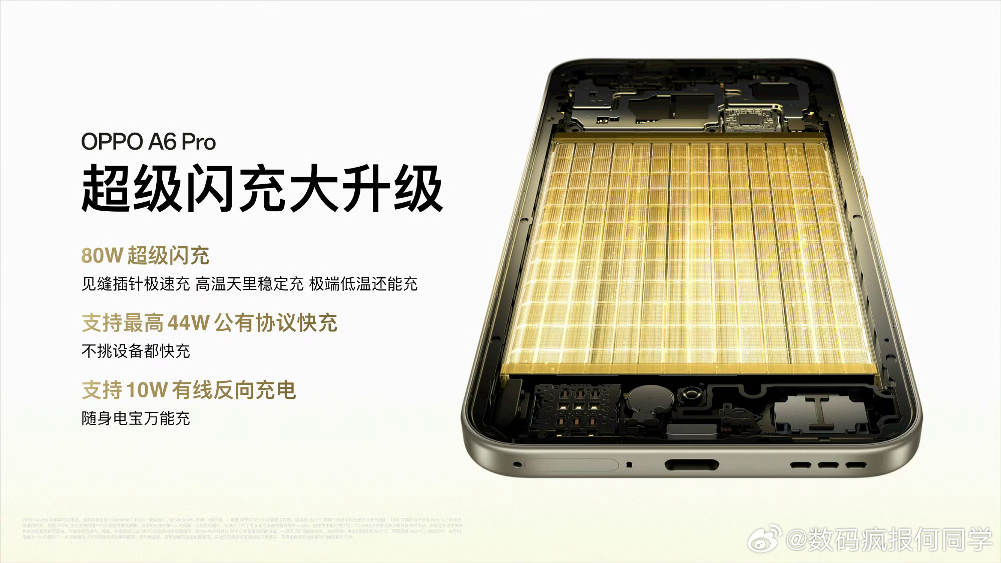 OPPO A6 Pro续航充电和通信：搭载了7000毫安时电池，80W有线快充，