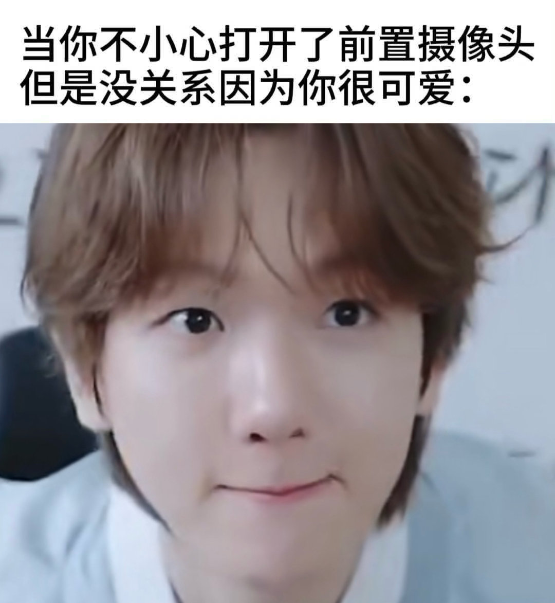 边伯贤 当你不小心打开了前置摄像头但是没关系因为你很可爱： 