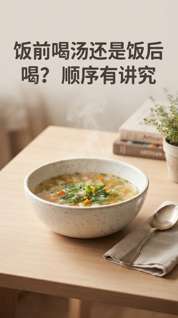 饭前喝汤还是饭后喝？顺序有讲究

老一辈常说“饭前喝汤，苗条健康；饭后喝汤，越喝