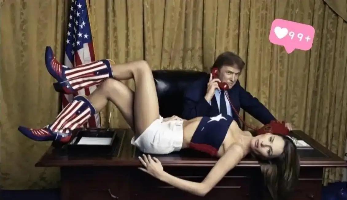 1999年特朗普和梅拉尼娅的合照，那时两人还没结婚，只是情侣，而拍下这张照片的人