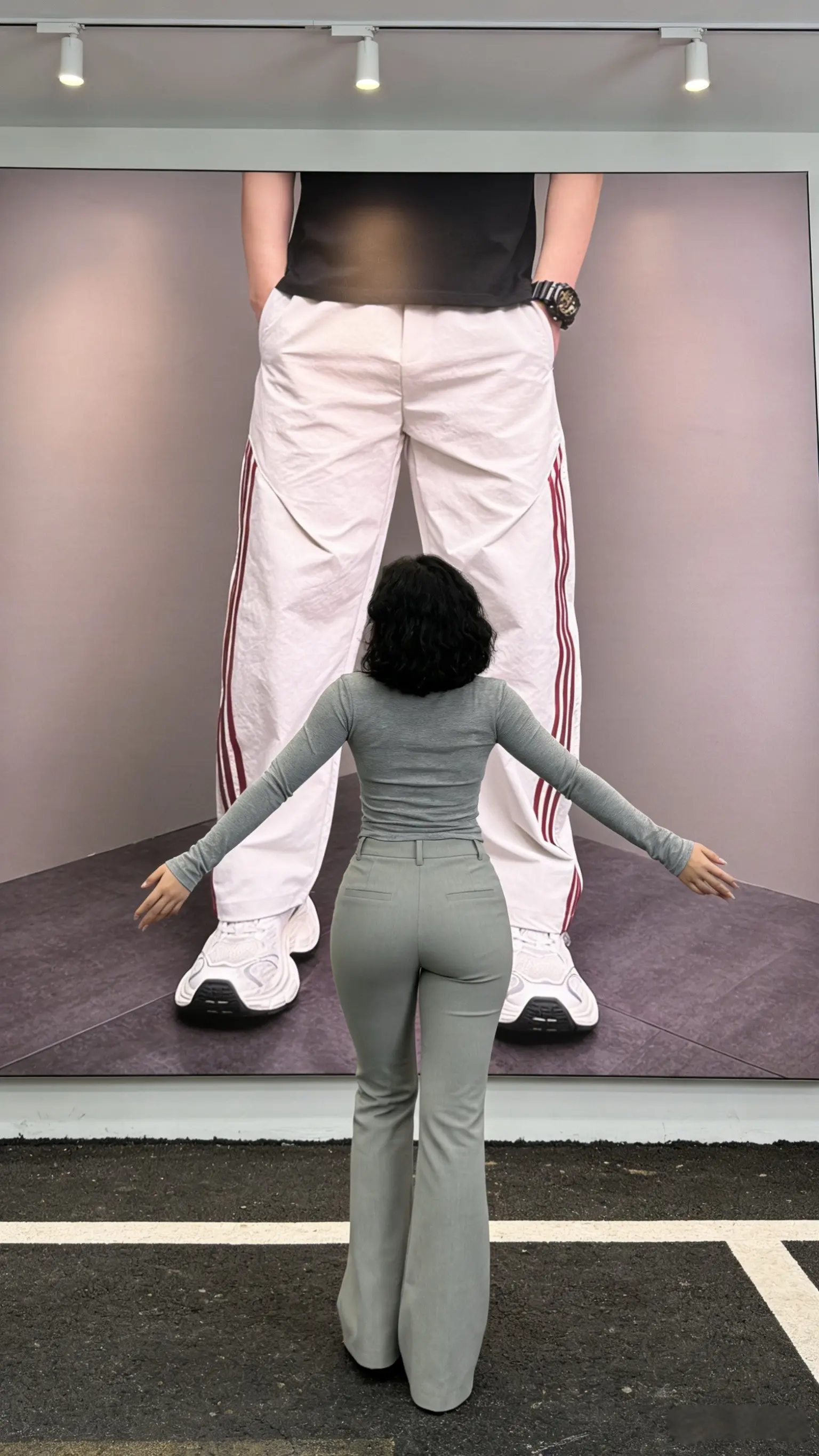 2026夏季新款运动条纹拼接休闲裤男士宽松阔腿裤黑色直筒长裤潮牌    ✓