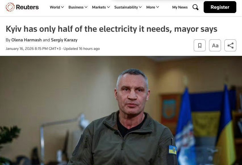 据路透社报道，基辅市长再次呼吁基辅居民尽可能离开该市，以减轻城市基础设施的负担。