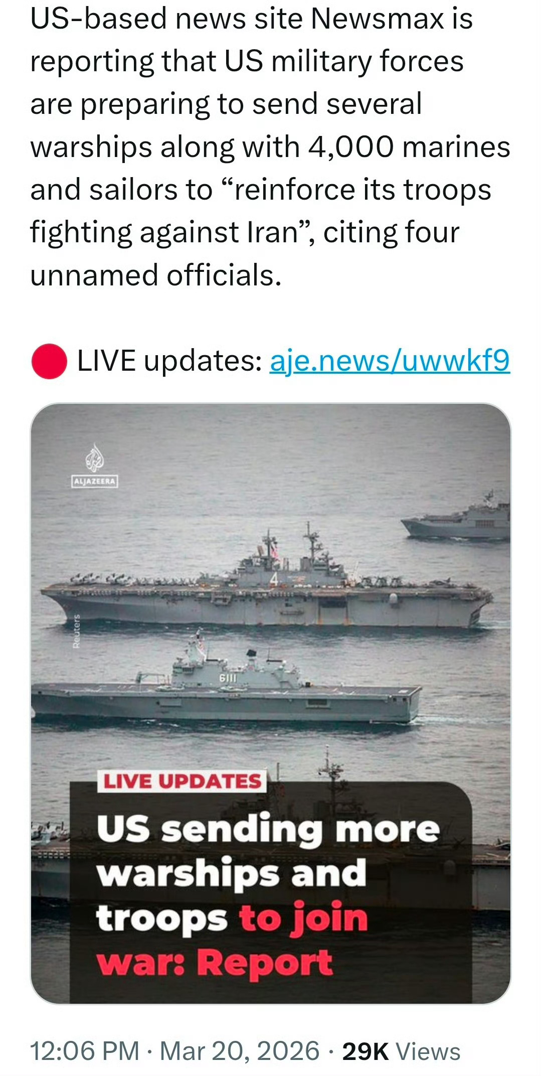 预计于下周抵达中东的美国海军陆战队远征部队，可能通过夺取霍尔木兹海峡附近具有战略